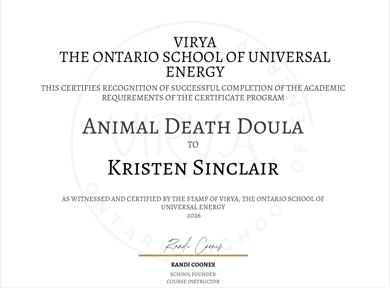 Animal Death Doula Certification